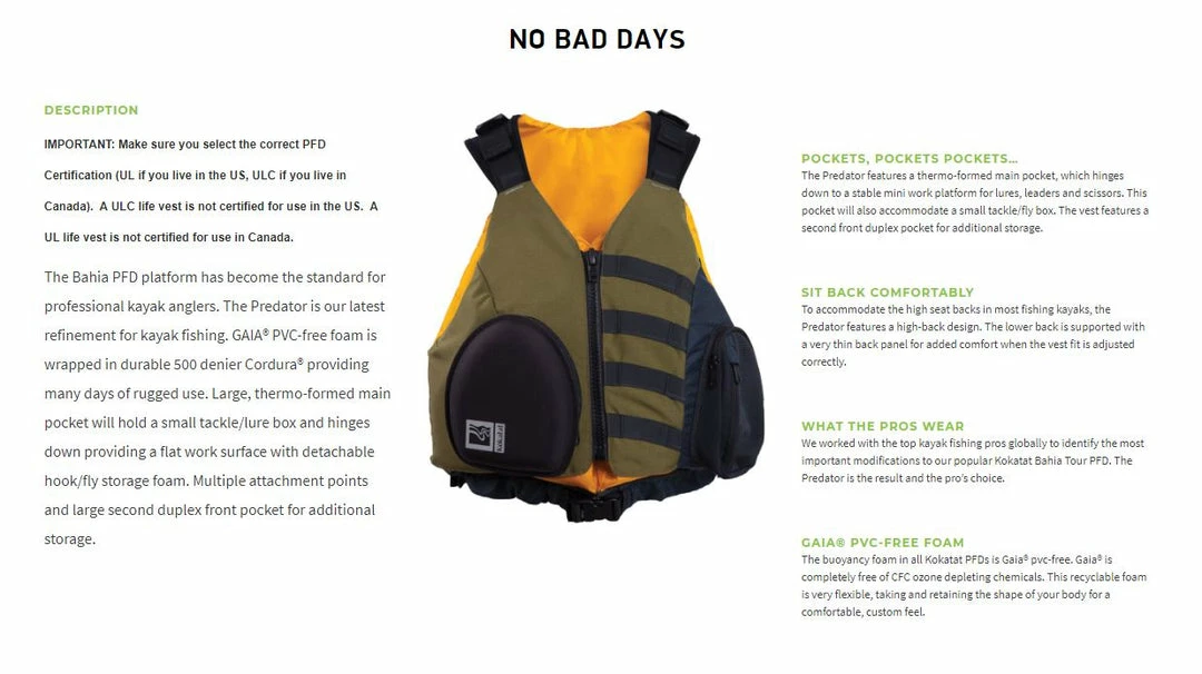 Kayak Kokatat Bahia Predator PFD 7 Kayak Kokatat Bahia Predator PFD